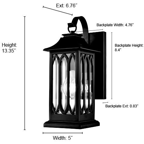 Mallorey 1 Light 13.5 inch Powder Coated Black Outdoor Wall Sconce